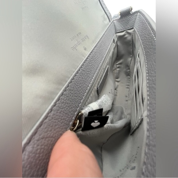 NWT Kate Spade Luna Crescent Gray Crossbody Shoulder Purse Suede & Leather - Picture 10 of 14